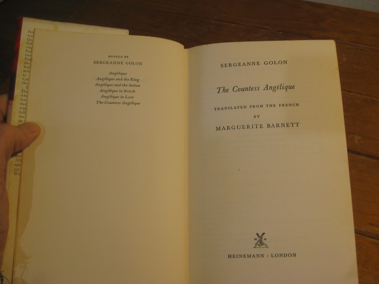 THE COUNTESS ANGELIQUE (1967) Sergeanne Golon (1st English Language Ed) HC/DC