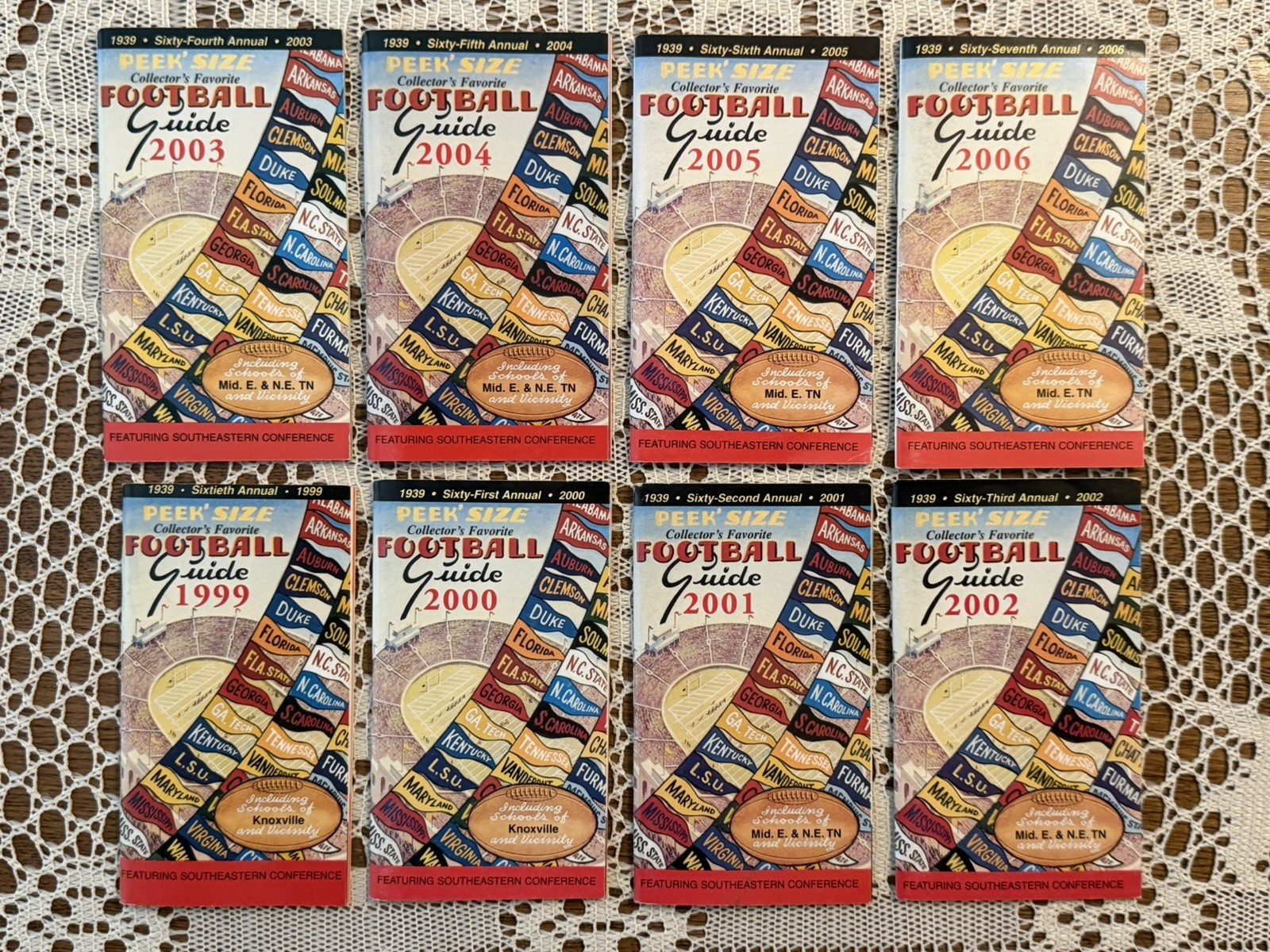Lot Of 16 PEEK SIZE Football Guide SEC Misc. Years from 1987 to 2006 NCAA
