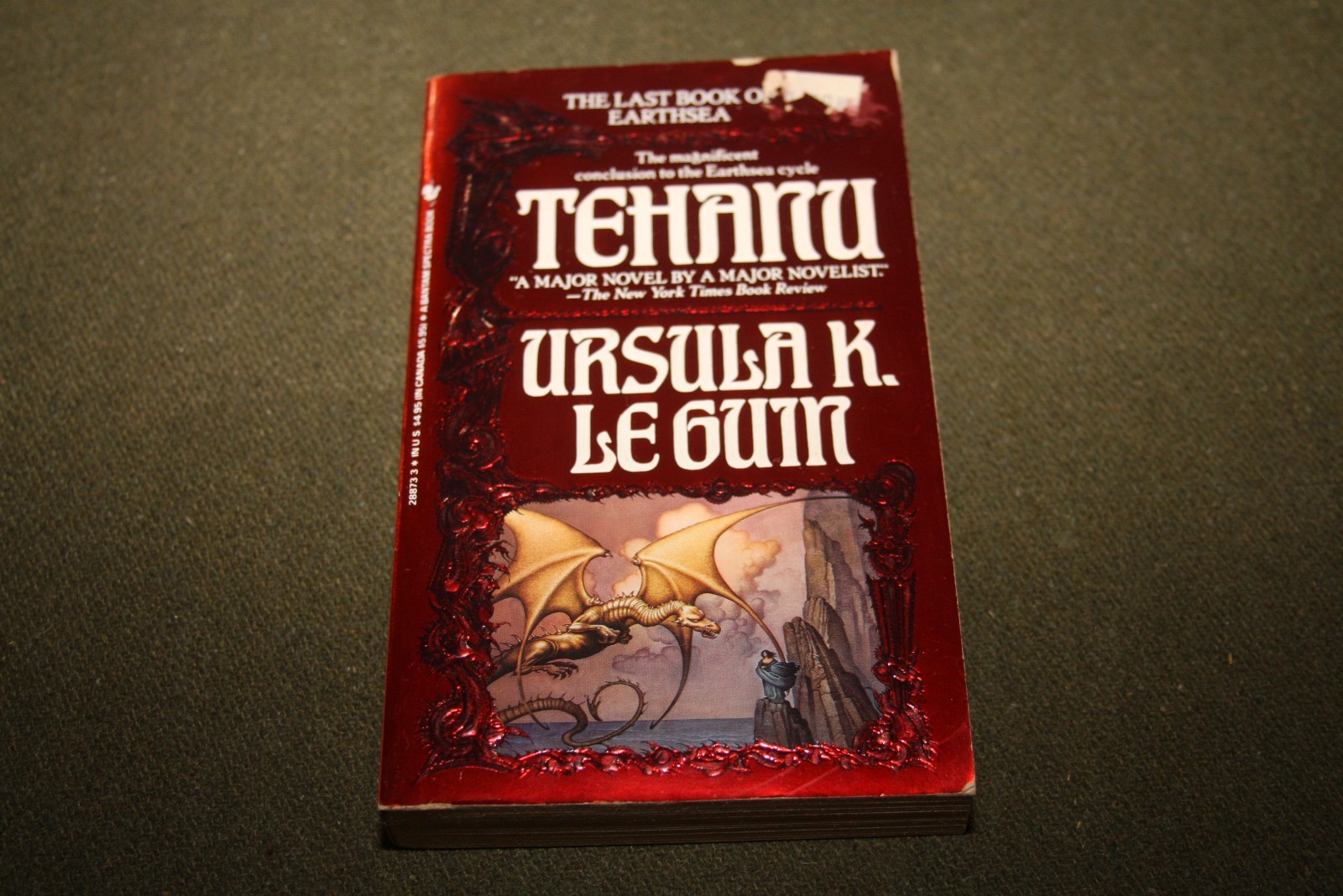 Tehanu by Ursula K. Le Guin 1991 PB 1st Print Bantam Fantasy w/ Embossed Cover