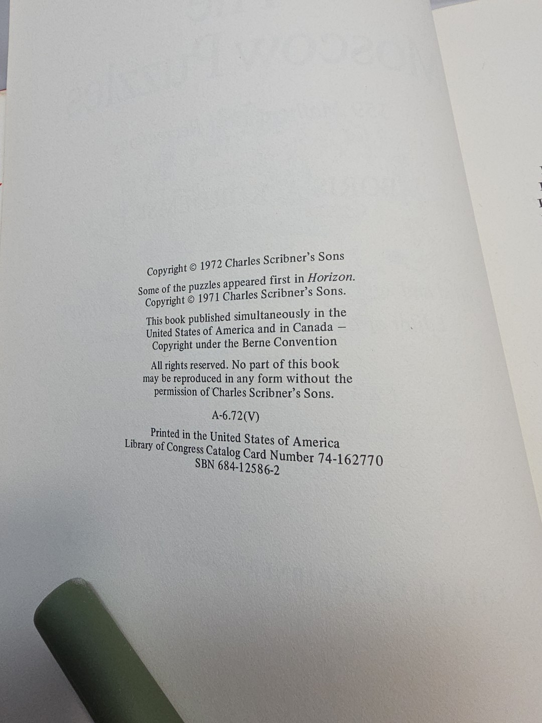 The Moscow Puzzles 359 Mathematical Recreations First Edition Hardcover 1972