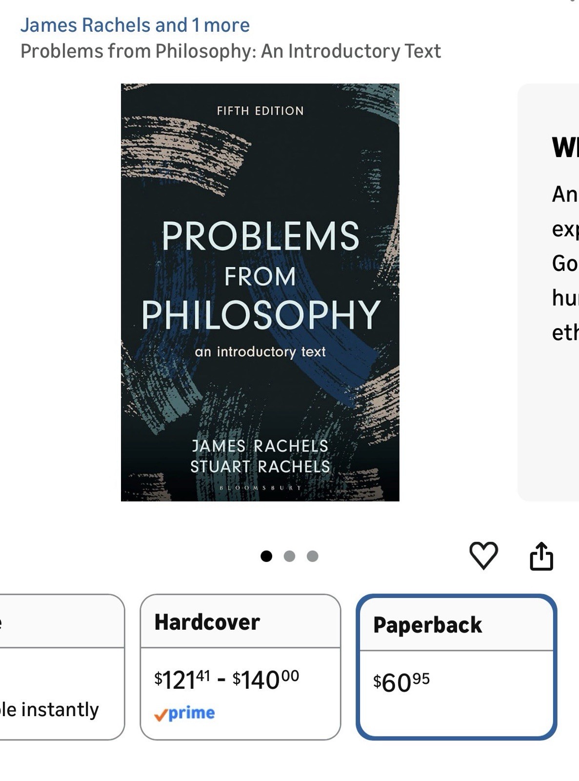 Problems from Philosophy: An Introductory Text by James Rachels Paperback Book