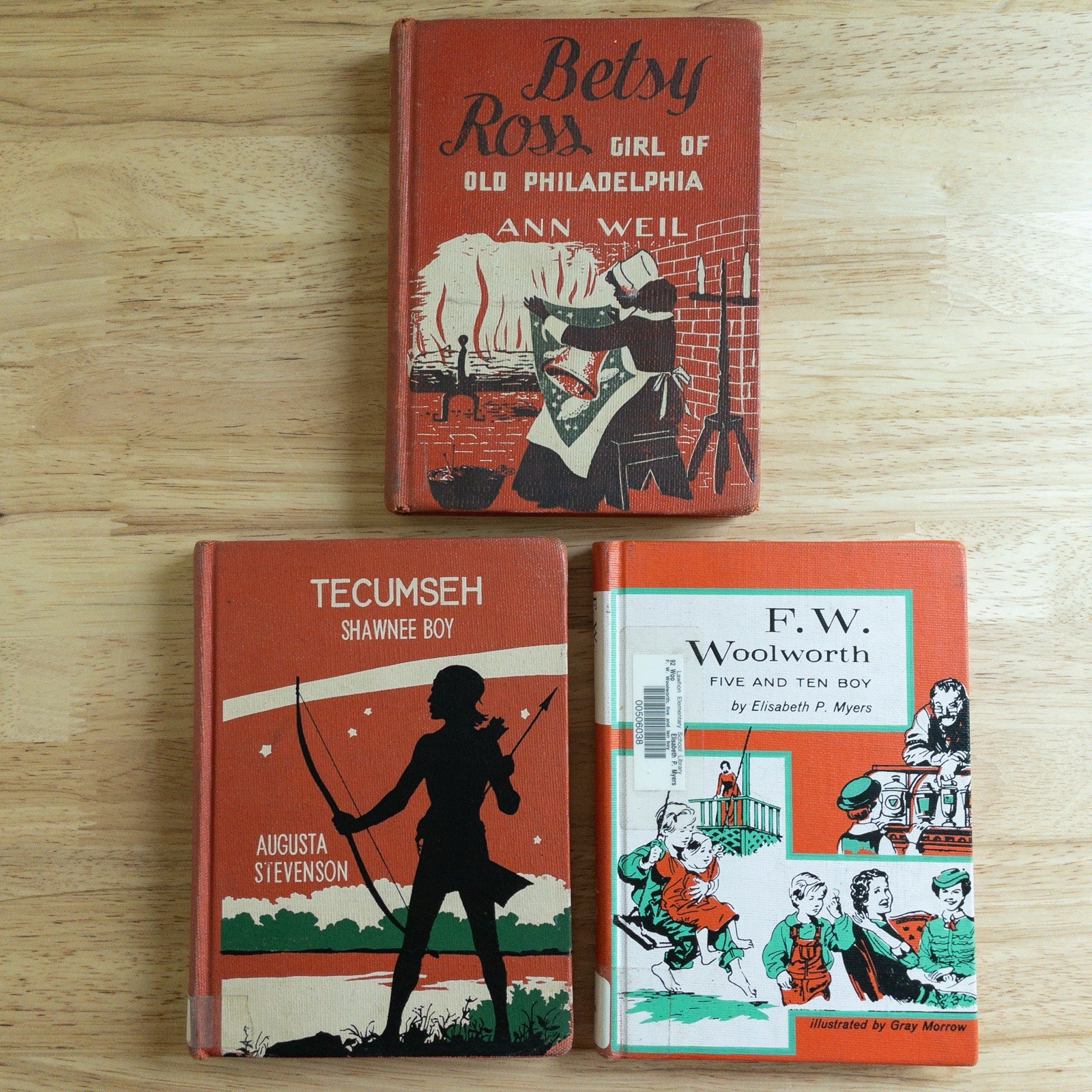 Childhood of Famous Americans Vintage Hardcover Biography Lot of 3 Tecumseh Ross