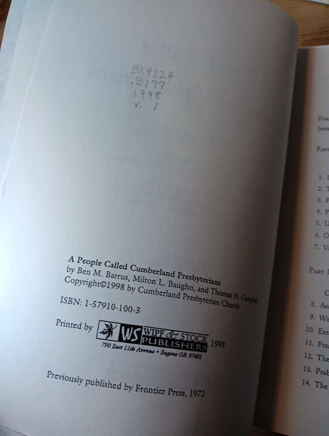 A People Called Cumberland Presbyterians 2 Volumes 1998 PB Books Vol 1 & 2