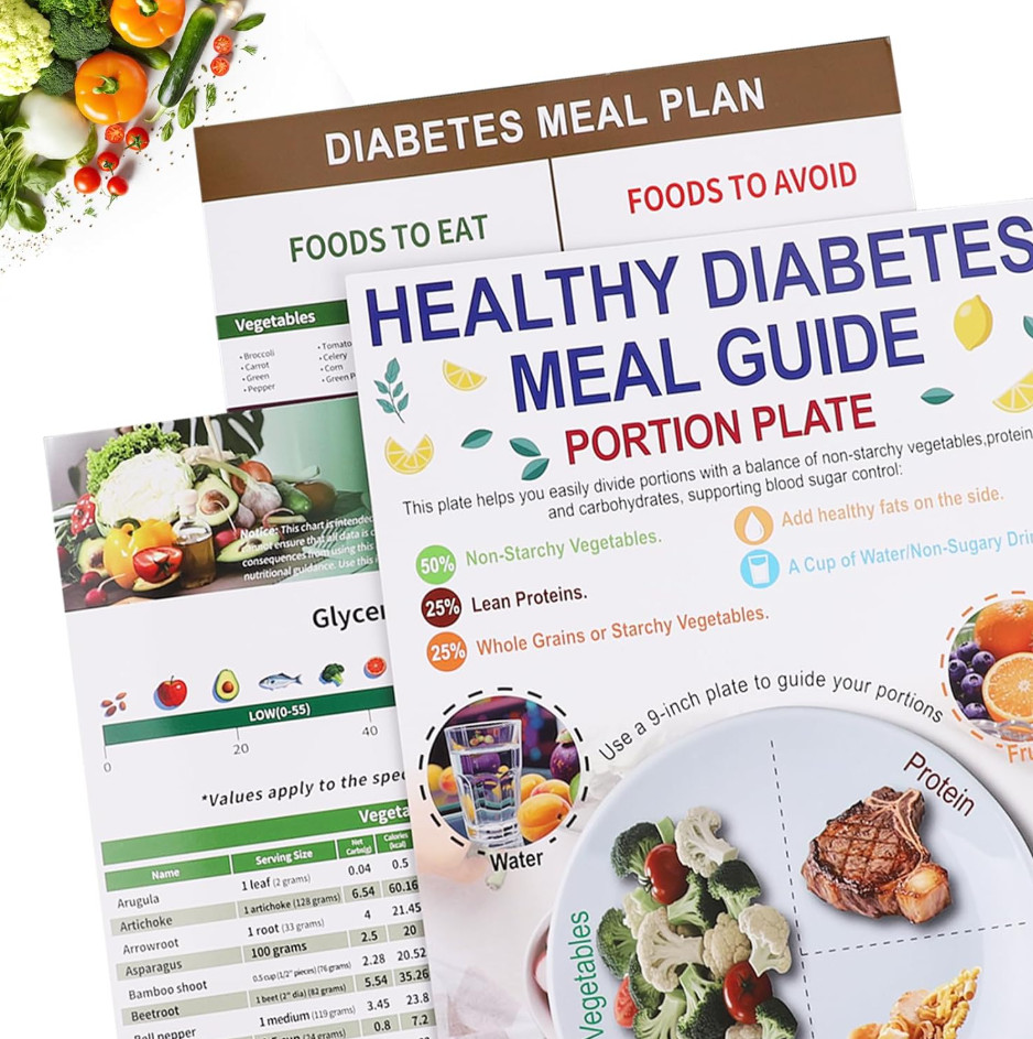 3PCS Diabetes Food Meal Planner Diet Guide Healthy Eating Organizer 2026