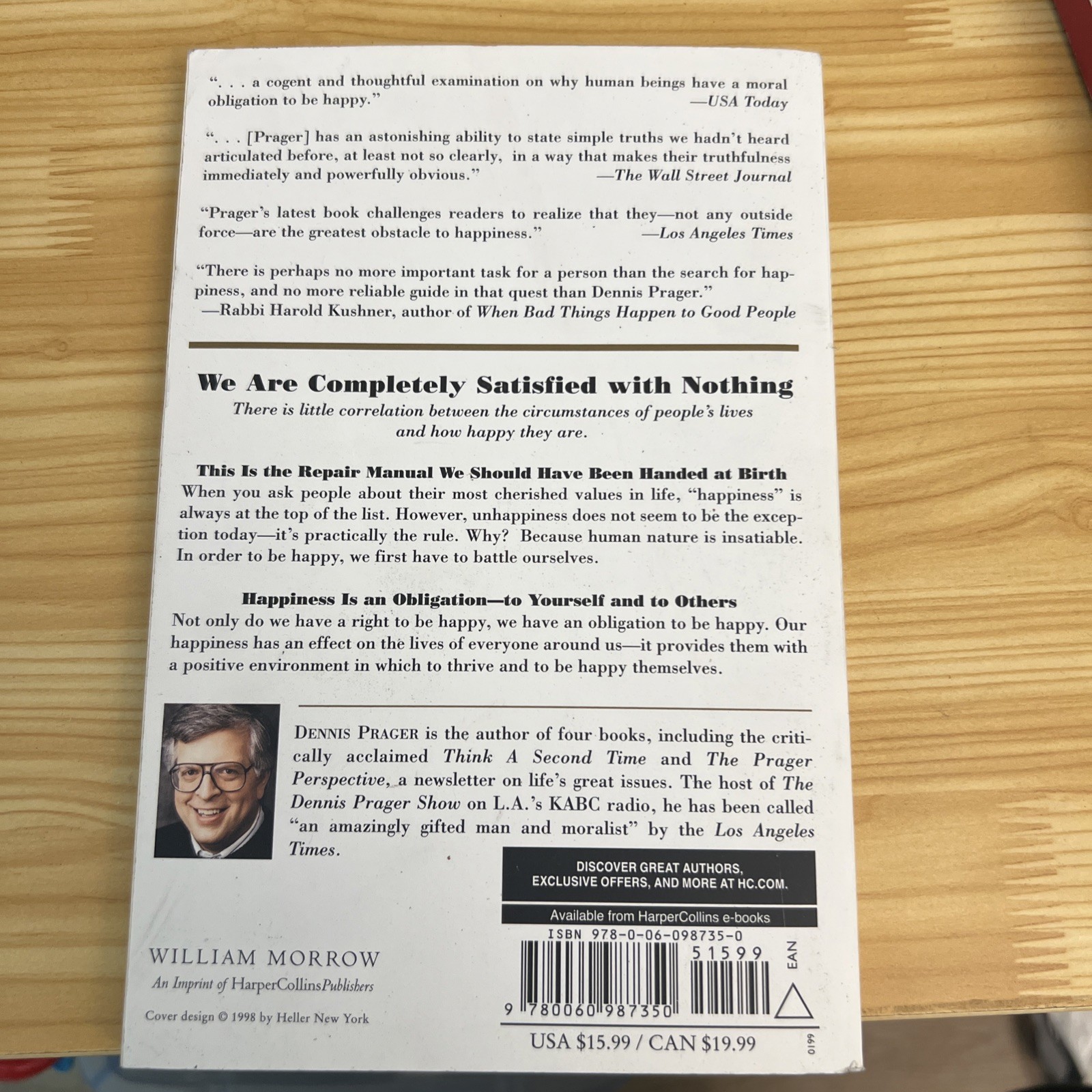 2 Books by Dennis Prager Happiness Hope