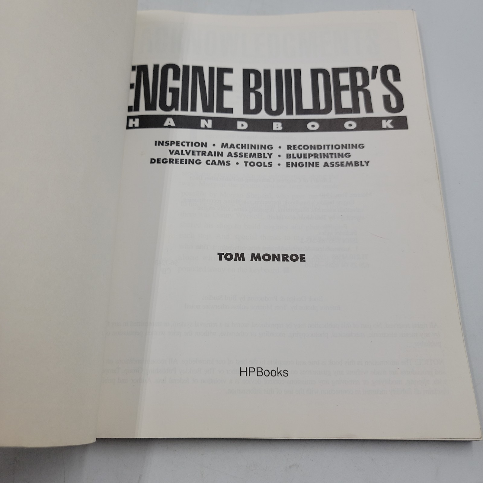 Engine Builder’s Handbook Tom Monroe HP Books Blue PB Automotive Engine Repair