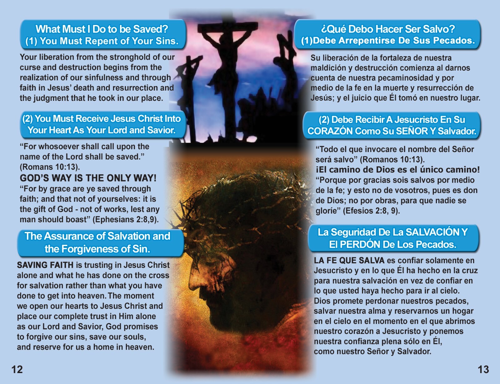 200 Full-Color Gospel Bible Tracts in English & Spanish | 4 Assorted Covers