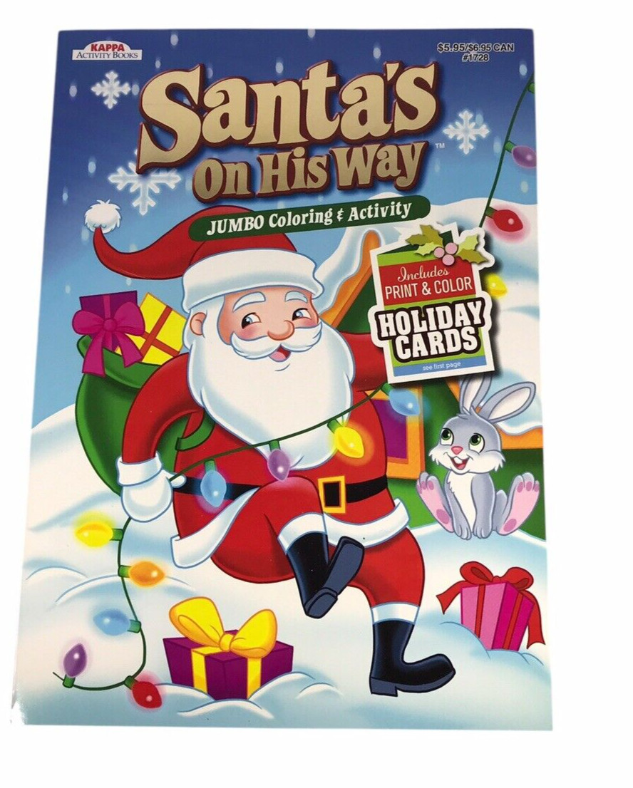 Santa’s On His Way Book Jumbo Coloring Activity Paperback 62 Pages