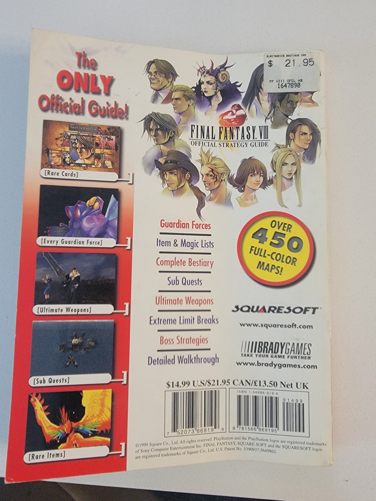 Final Fantasy VIII 8 Official Strategy Guide Book EB Games Foil Cover