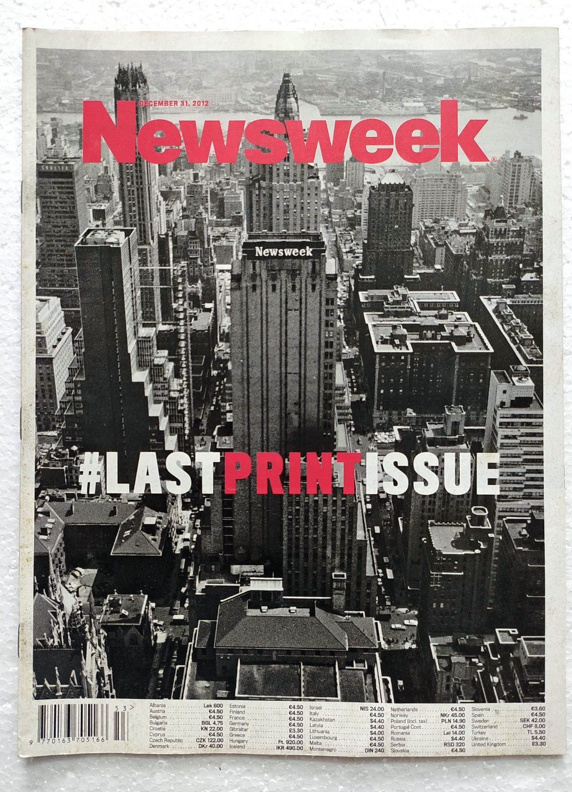 Newsweek #LASTPRINTISSUE Dec 31 2012 Historic Last Print Issue Final Edition