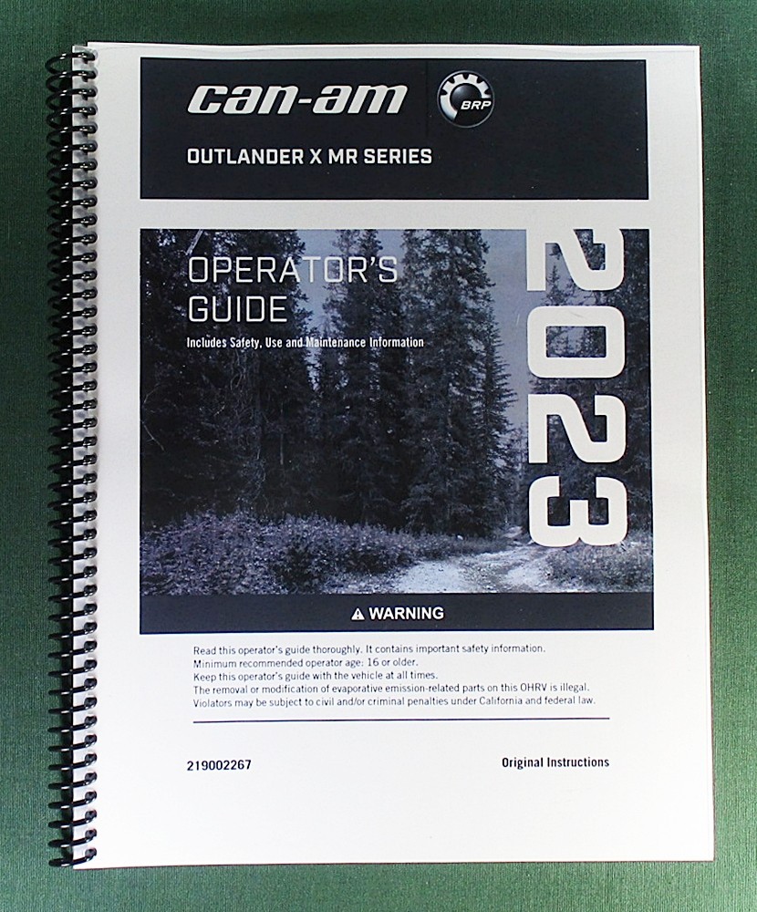 2023 Can-Am Outlander 1000R X xc Owner’s Manual: 274 Pages & Protective Covers