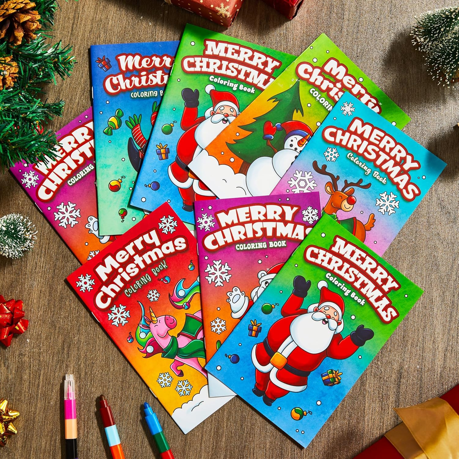 24 Pack Mini Christmas Coloring Books for Kids’ Ages 4-8, 6 Covers, Party Favors