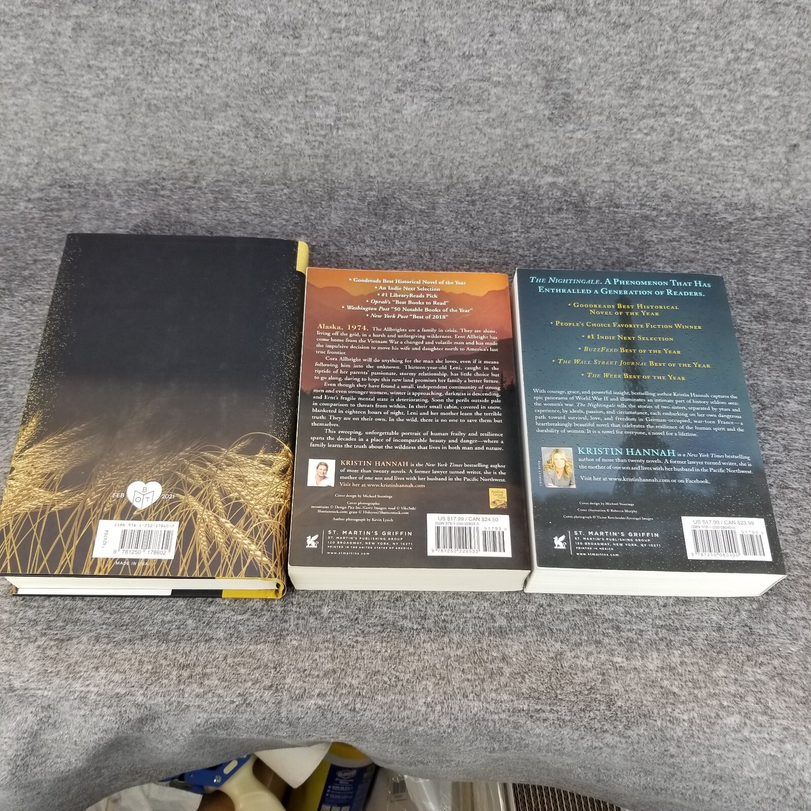 ✅LOT Of 3 Kristin Hannah Books The Great Alone The Nightingale The Four Winds