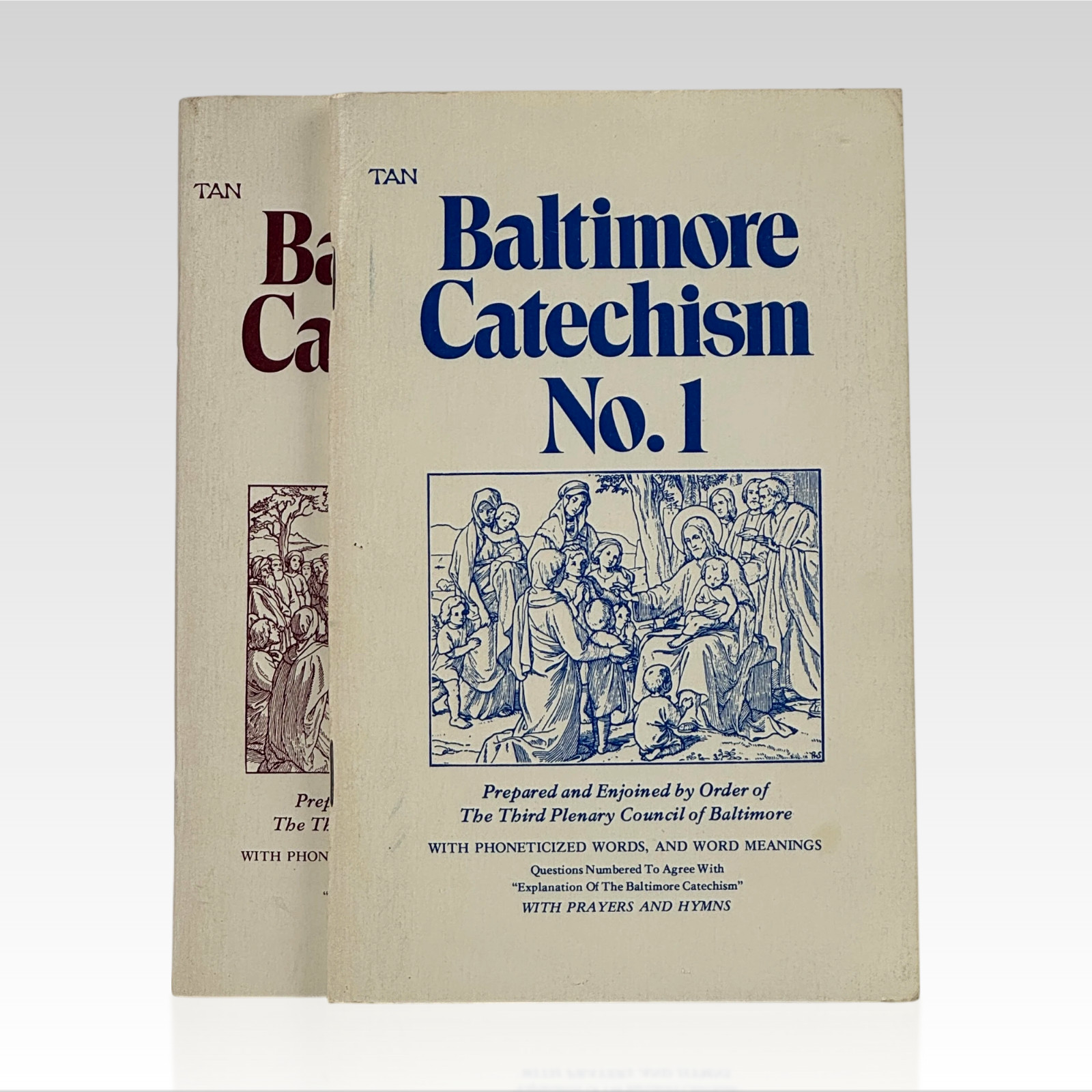 1977 TAN Baltimore Catechism No. 1 & 2. VINTAGE PB VG SET