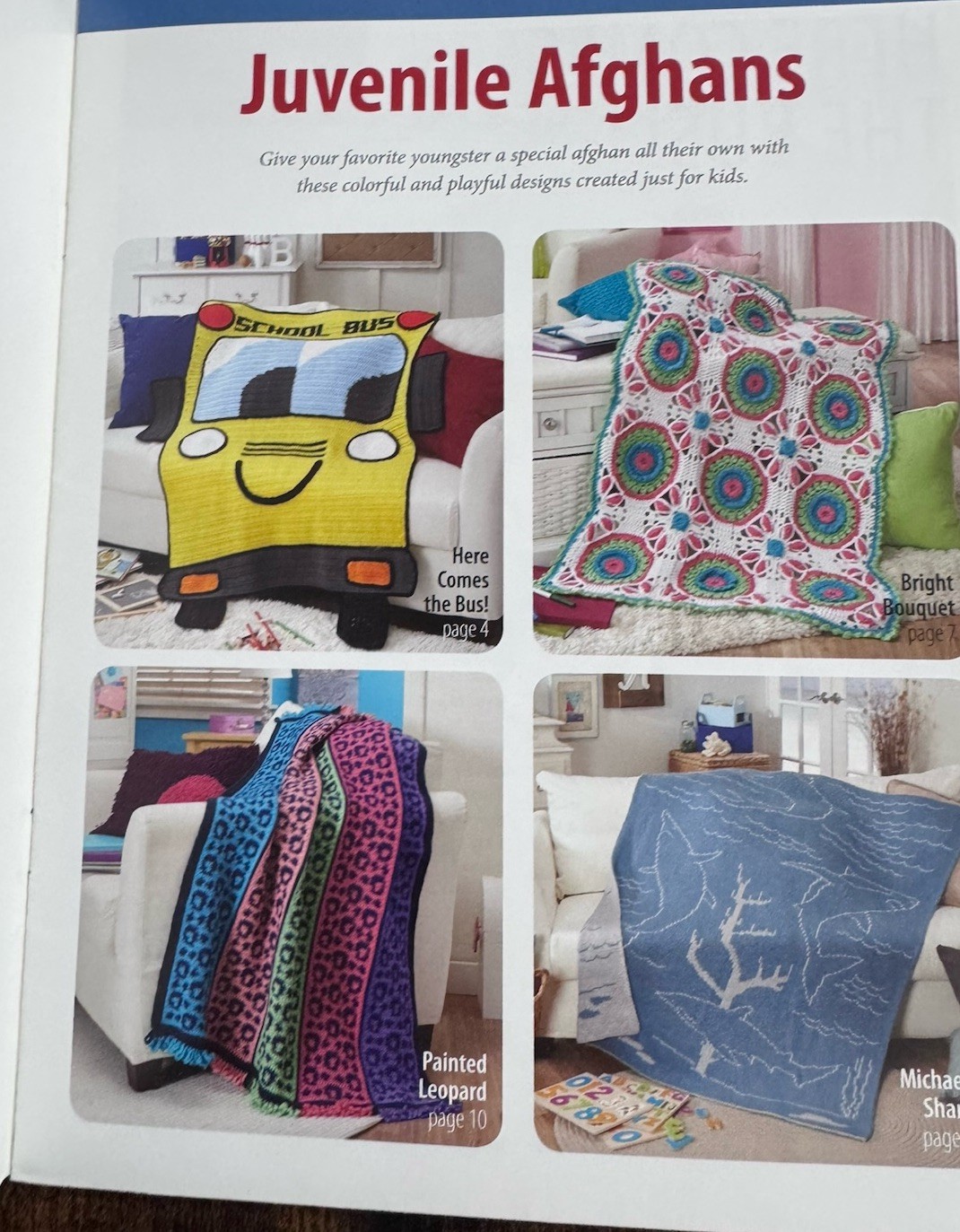 Herrschners Kids Juvenile Afghans Pattern Book Set of 4 Craft Hobby Book Lot