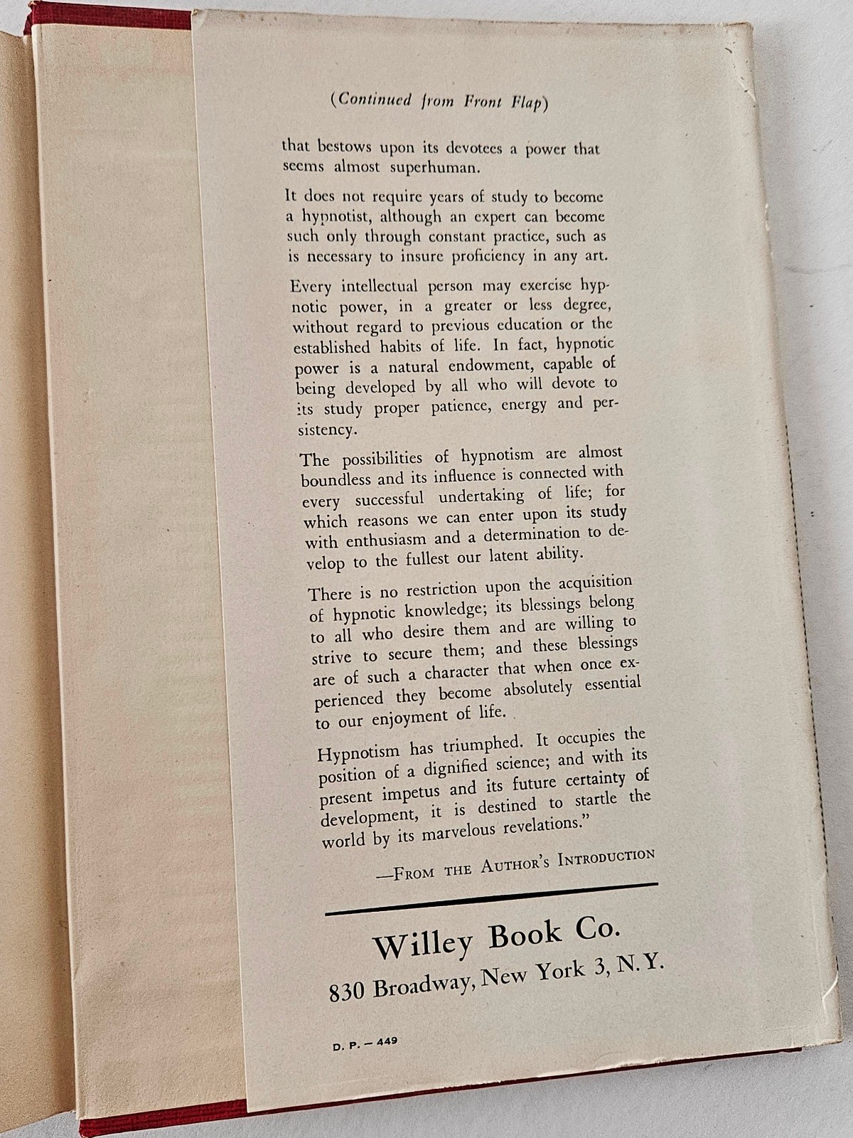 Practical Lessons in Hypnotism by Dr. Wm. Wesley Cook, Willey Book Company 1943