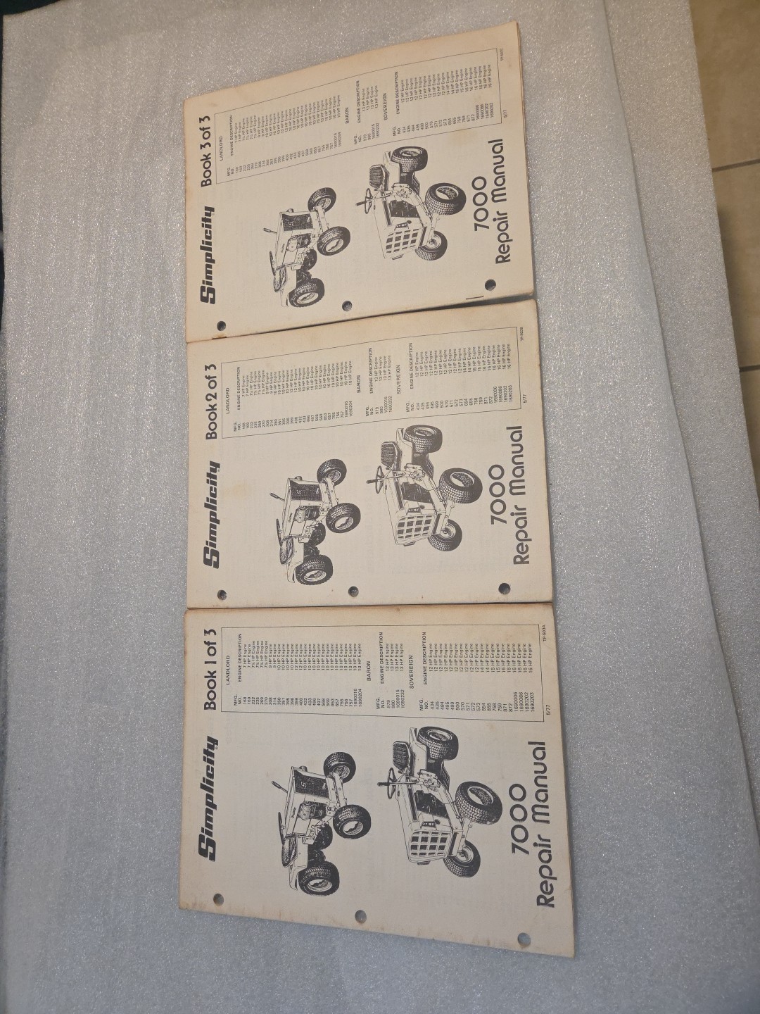 Simplicity 7000 Series Tractors Service Repair Manuals Volumes 1-3