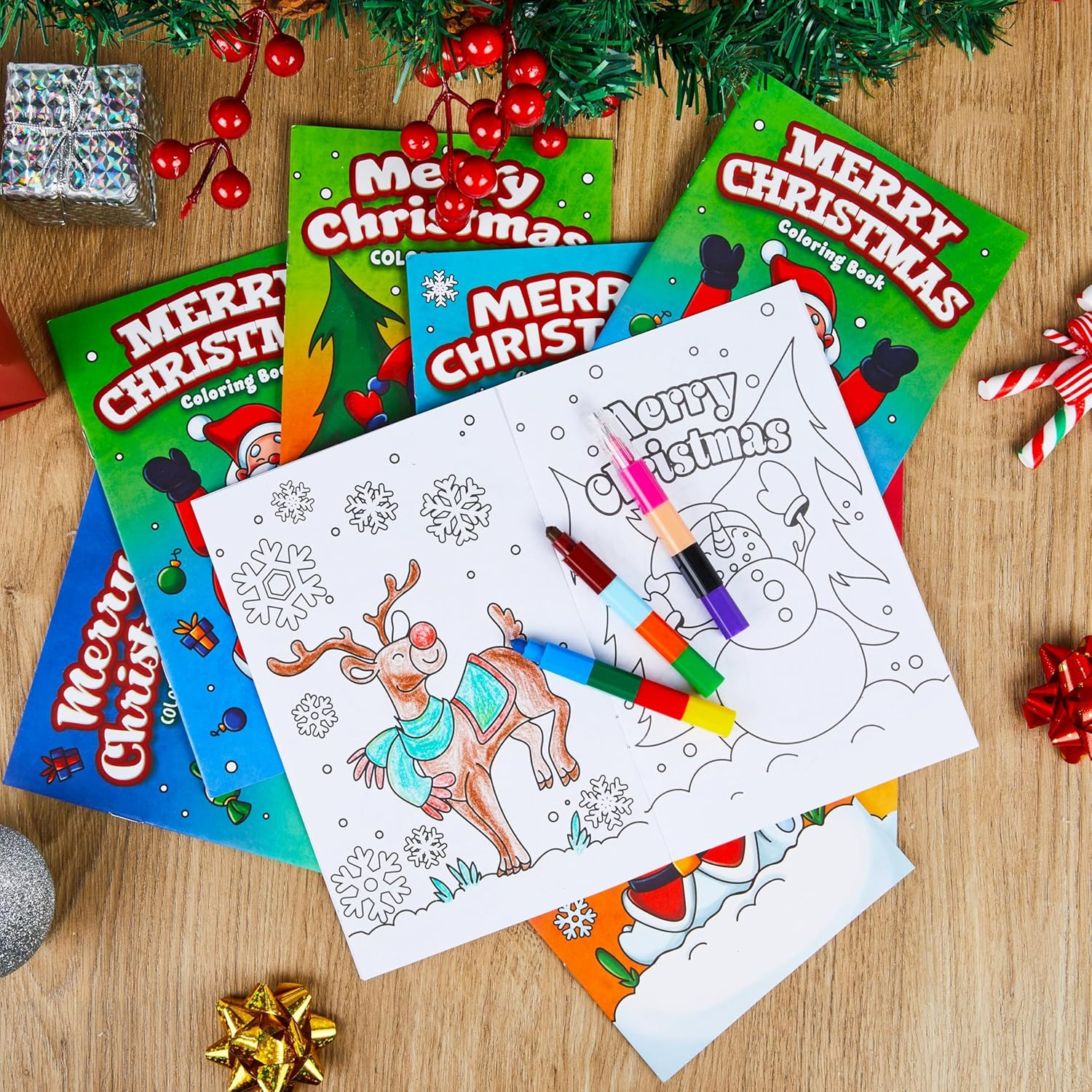 24 Pack Mini Christmas Coloring Books for Kids’ Ages 4-8, 6 Covers, Party Favors