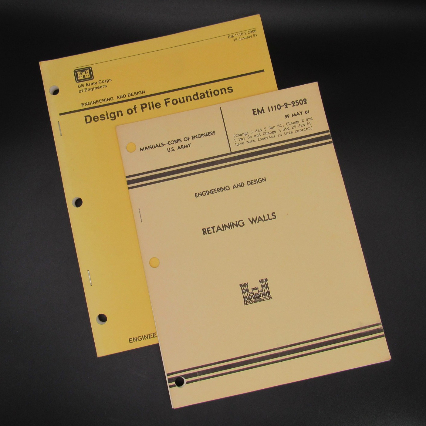 US Army Corp of Engineers Prints: 1965 Retainging Walls. 1991 Pile Foundations
