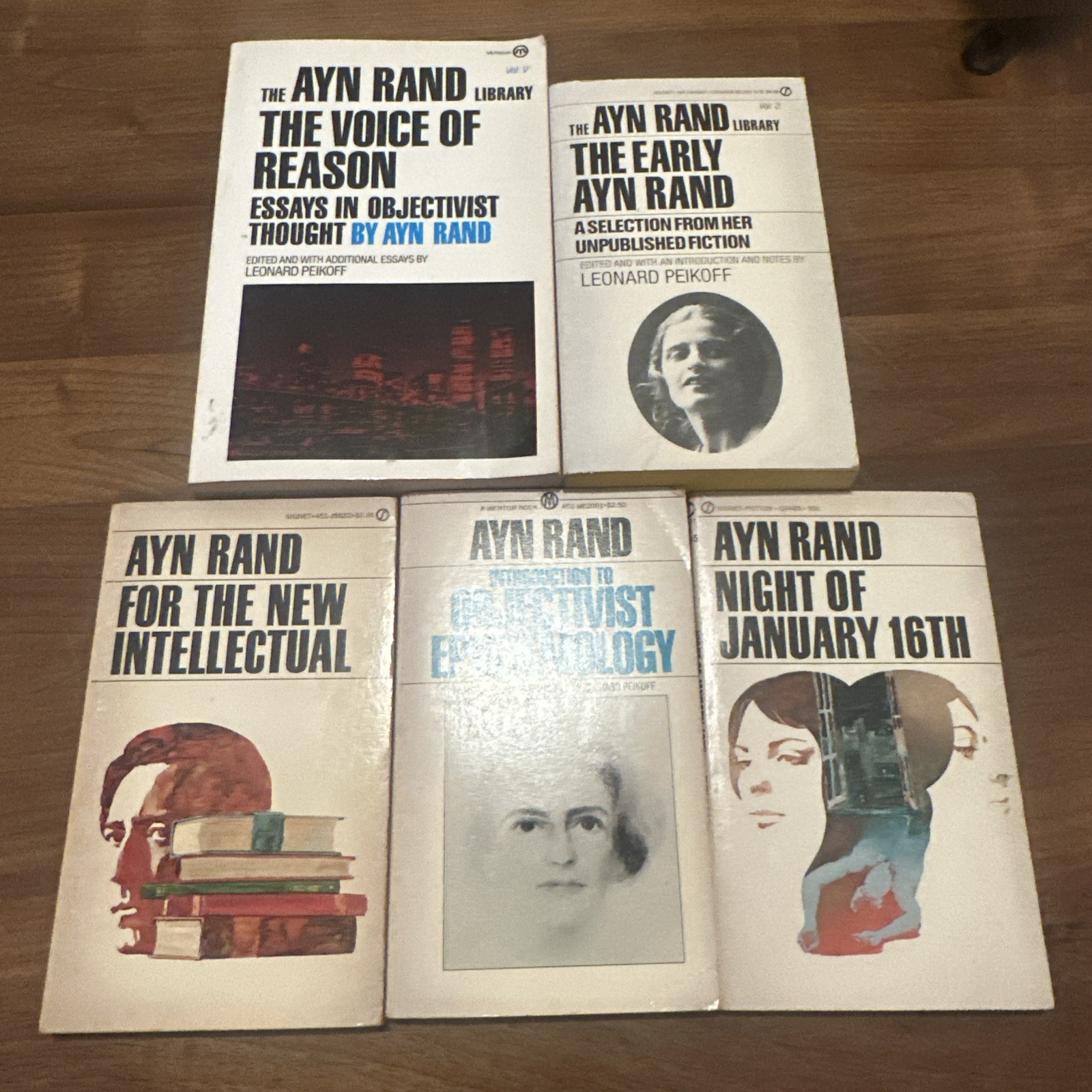 AYN RAND Lot of 5 Vintage Paperback Books January 16th Voice Of Reason VG