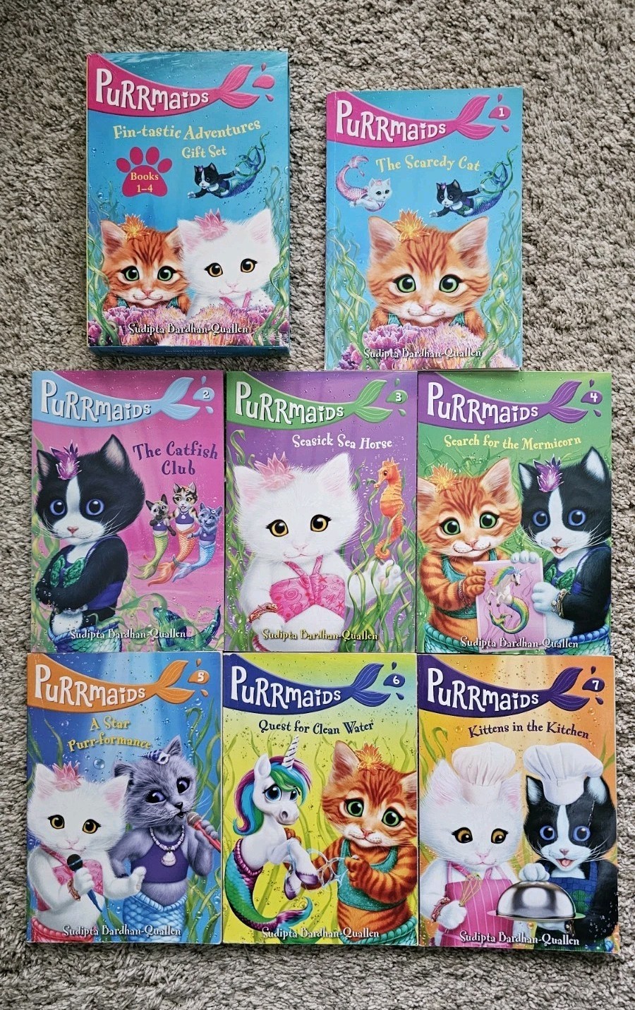 Lot of Purrmaids Books 1-7 with Box Set by Sudipta Bardhan-Quallen