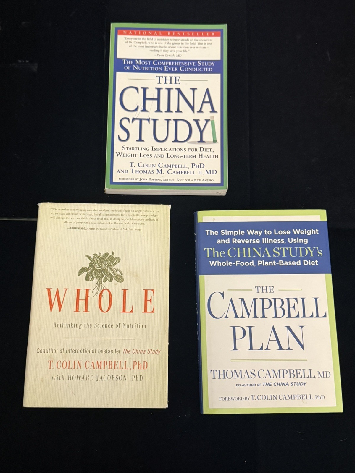 (3x SIGNED) The China Study, The Campbell Plan, & Whole by T. Colin Campbell