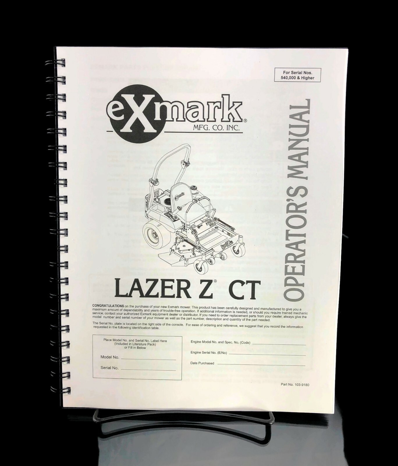 eXmark Lazer CT Operators Manual & Part List Diagrams Schematics LCT4418BV