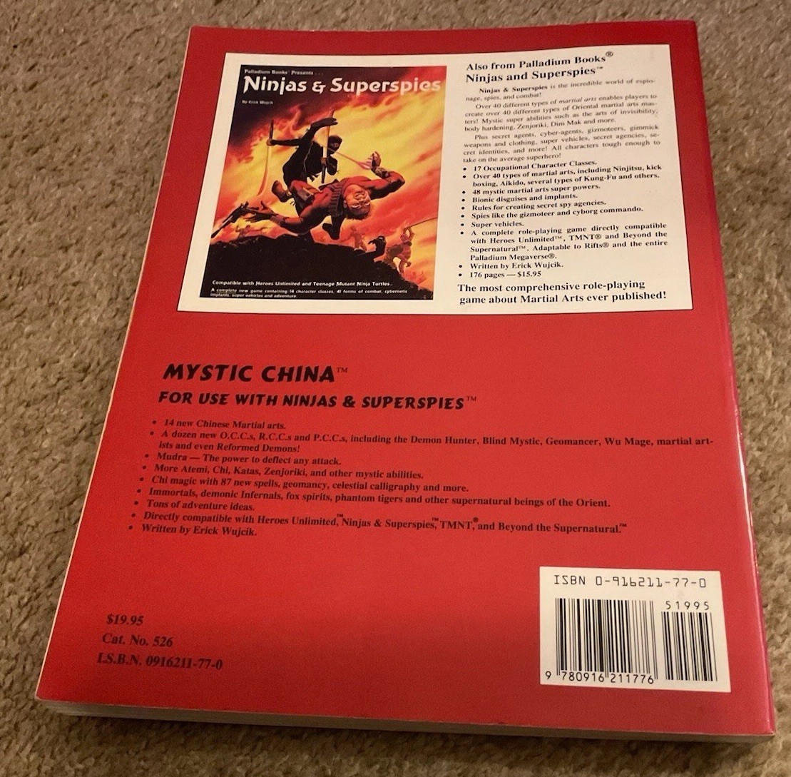 Mystic China By Erick Wujcik Role-Playing Sourcebook From Palladium Books 1995