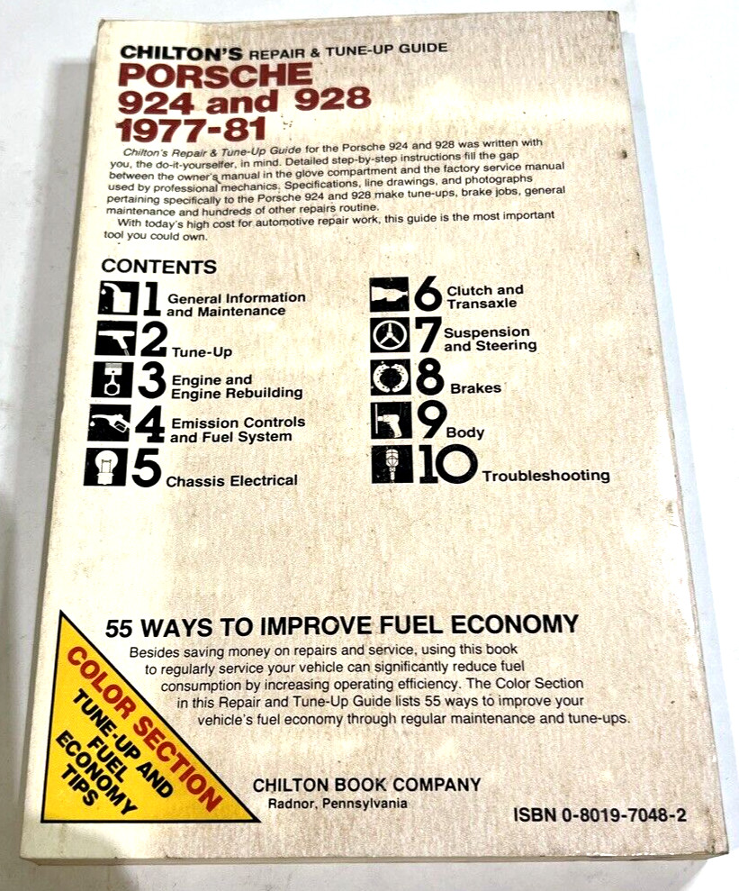 Chilton’s 7048 Porsche 924 And 928 1977-81 Repair & Tune-Up Guide
