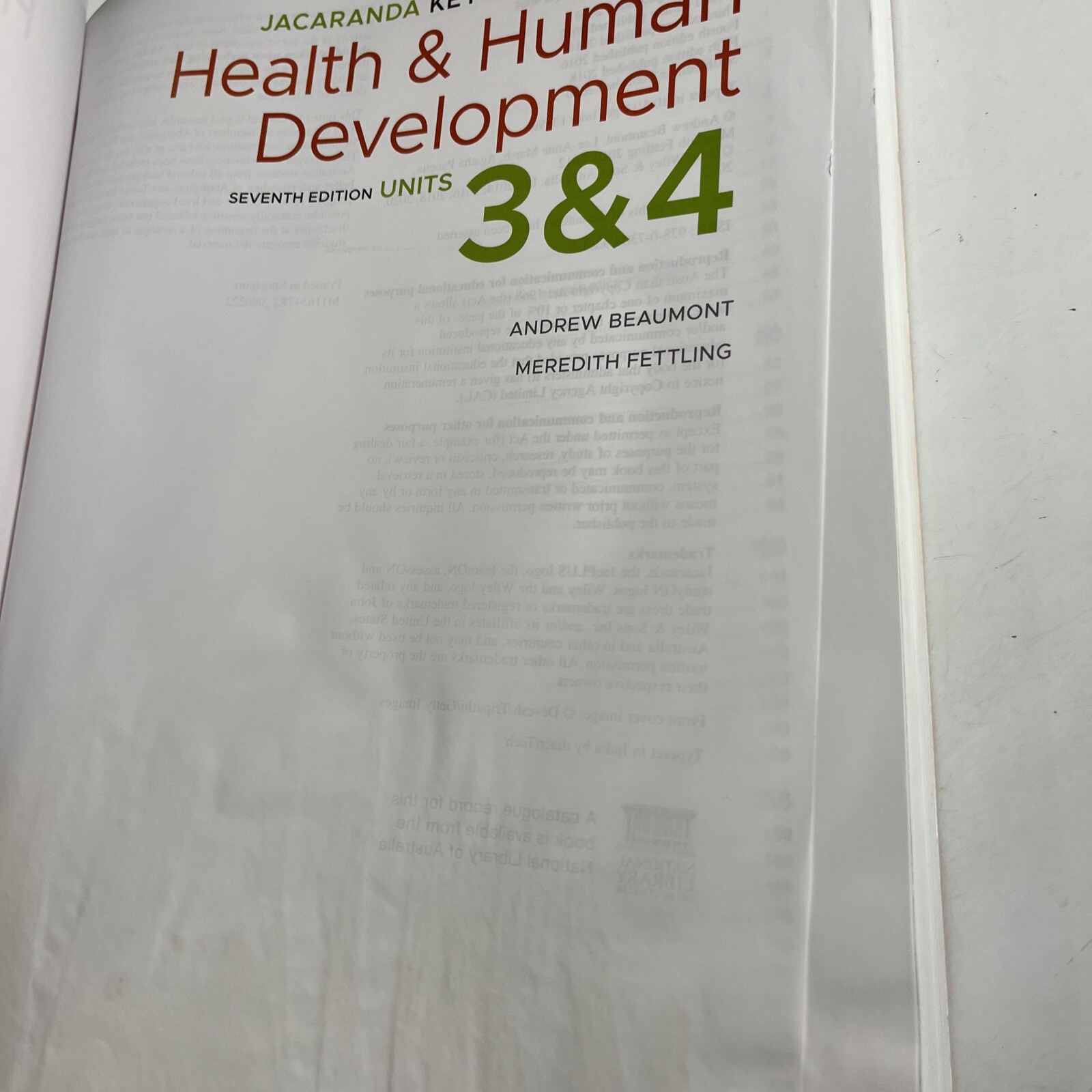 Jacaranda Health & Human Development Key Concepts in VCE Units 3 & 4 7th Edition