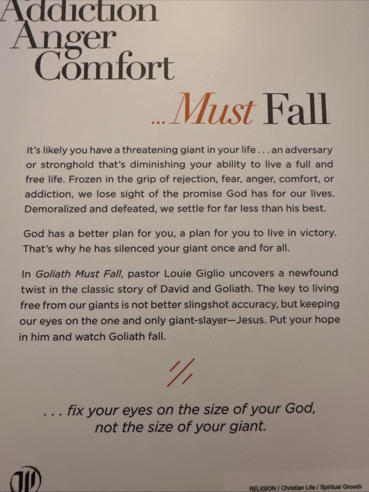 Goliath Must Fall: Winning the Battle Against Your Giants by Giglio, Louie