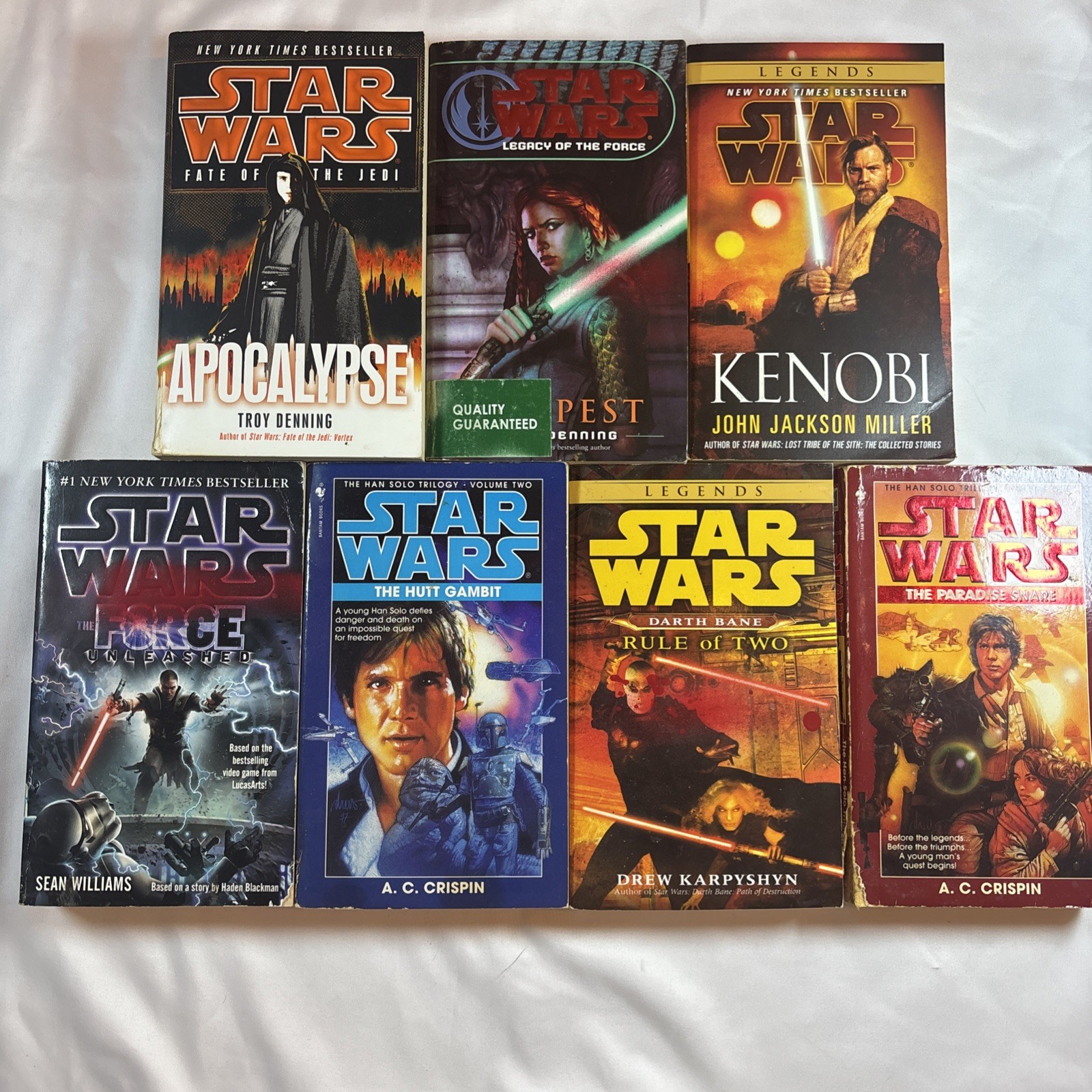 Star Wars Misc PB Book Lot Set Of 7 – Kenobi Darth Bane Force Unleashed etc..