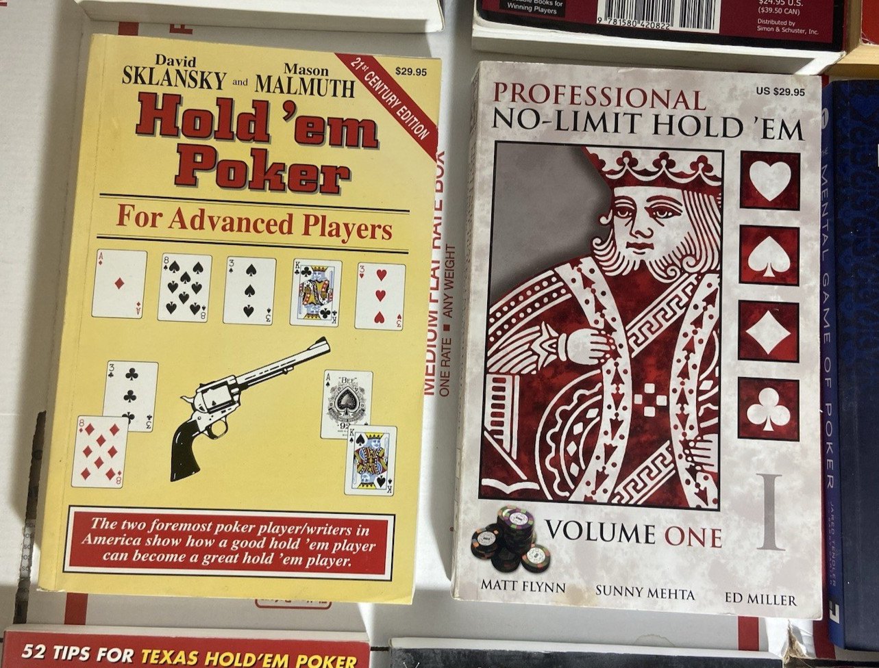 Lot of 22 Poker Books W/ Brunson, Sklansky, Hellmuth, Miller -Clean Great Titles
