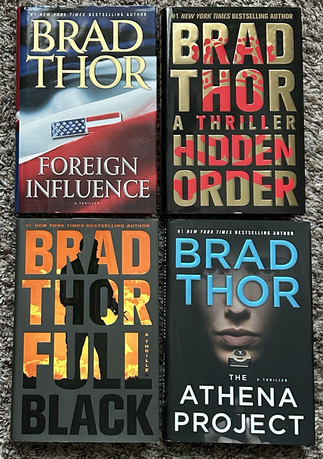 Brad Thor ALL SIGNED Lot of 4 Full Black Foreign Influence Hidden Order Athena
