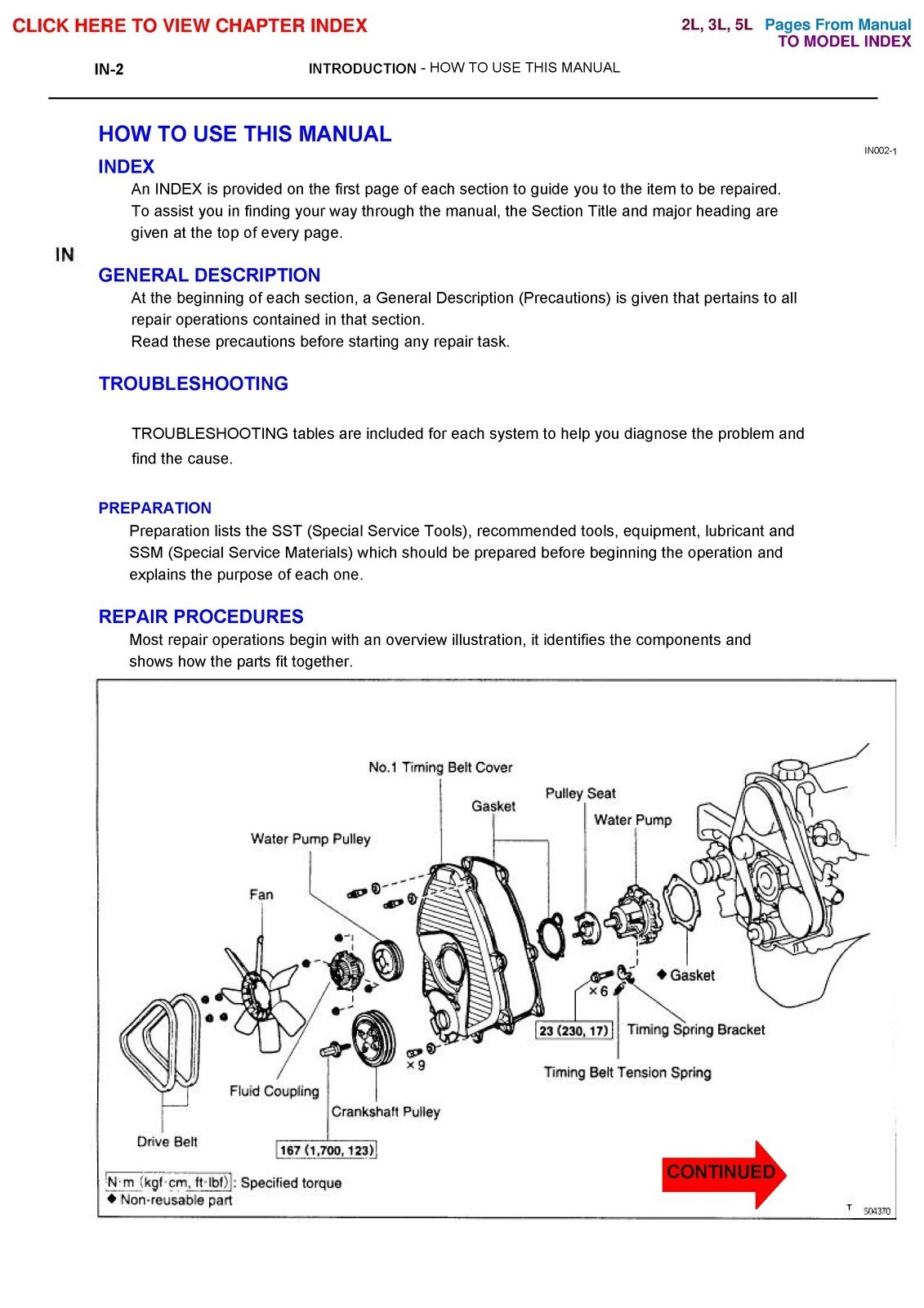 TOYOTA 2L 3L Diesel Engine Repair Manual 1999, EXTRA-DUTY BINDER, TOUGH COVERING