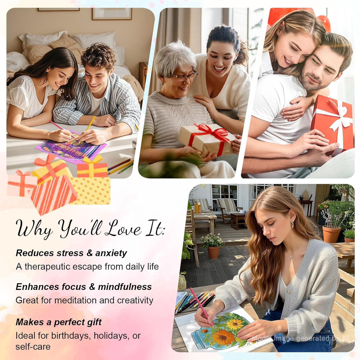 Coloring Book for Adults Relaxation, Spiral Bound Adult Coloring Book for Women