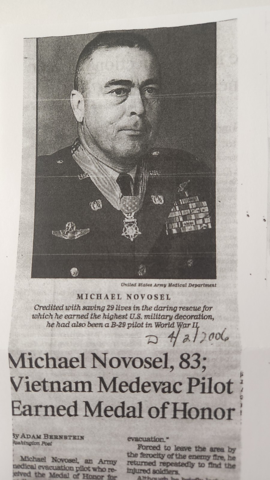 SIGNED “Dustoff,” by Michael J. Novosel, medevac hero in Vietnam Medal of Honor