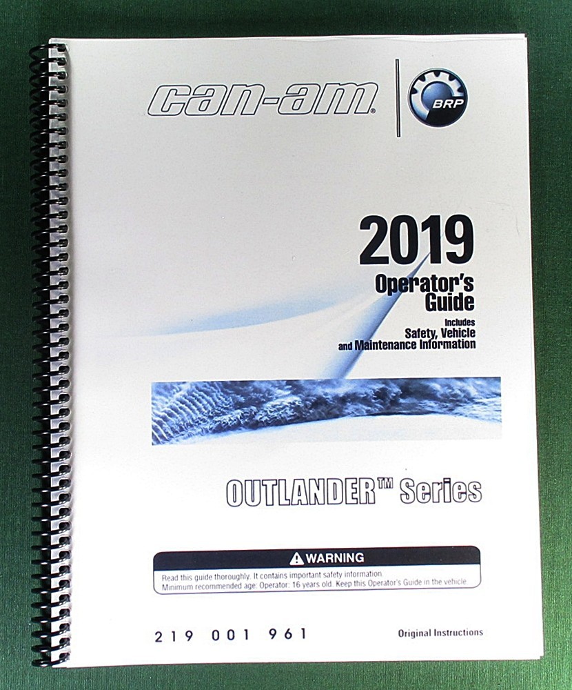 2019 Can-Am Outlander 850 Owner’s Manual: 220 Pages & Protective Covers!