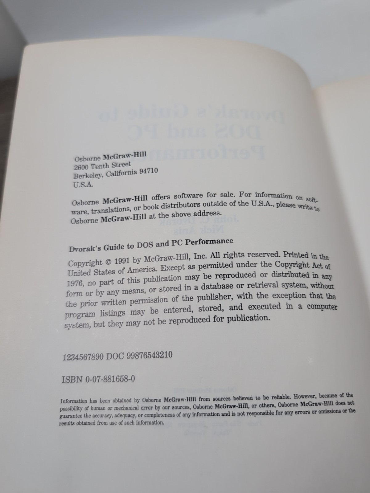 Vintage Electronics: Dvorak McGraw-Hill, Guide to DOS and PC Performance. 1991