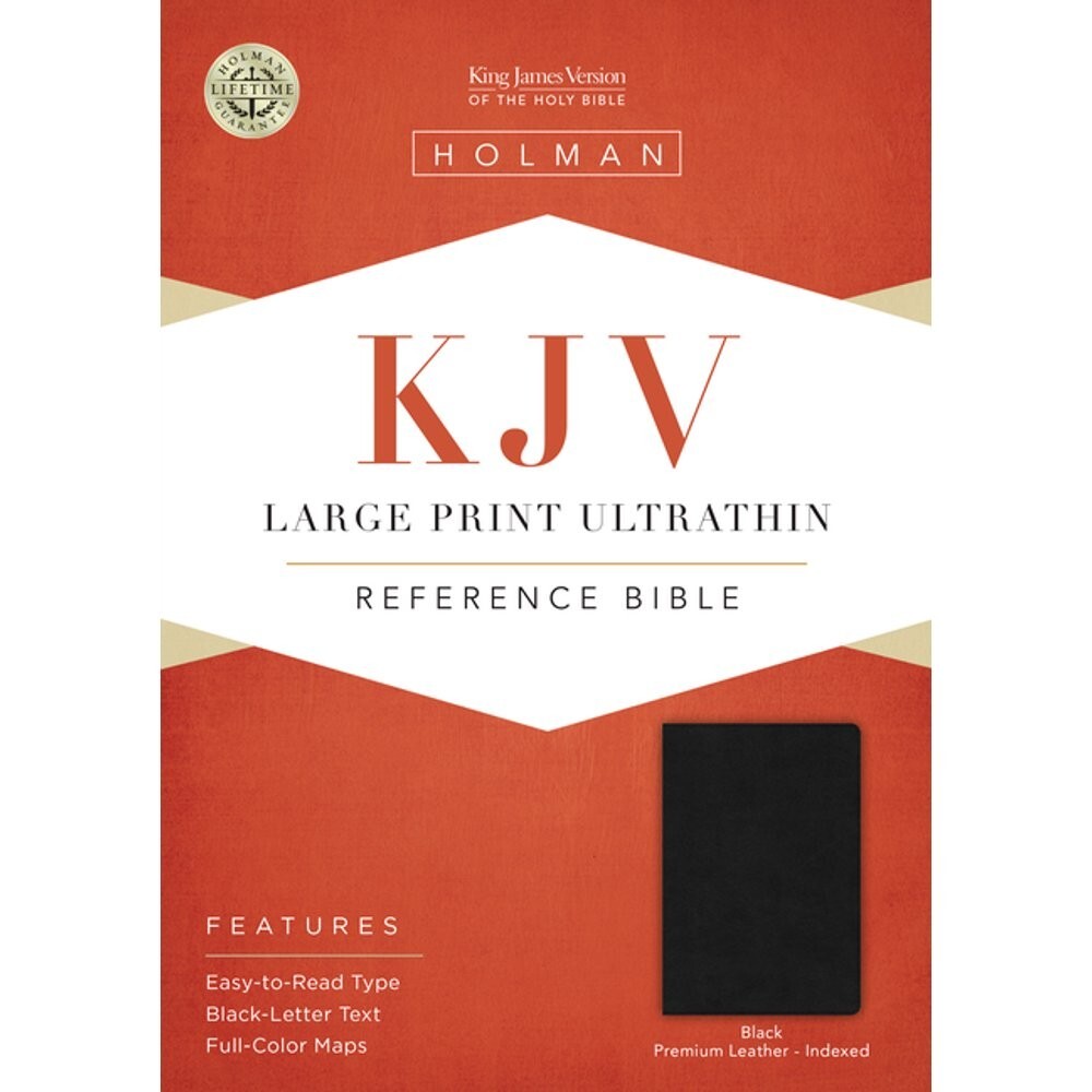 KJV Large Print Ultrathin Reference Bible Premium Black Genuine Leather Indexed