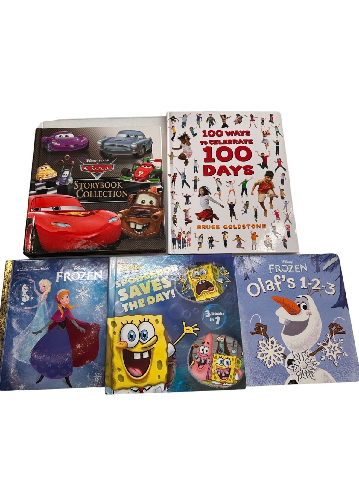 Lot of 5 Childrens Book Bundle Storybook Collection Disney SpongeBob Cars