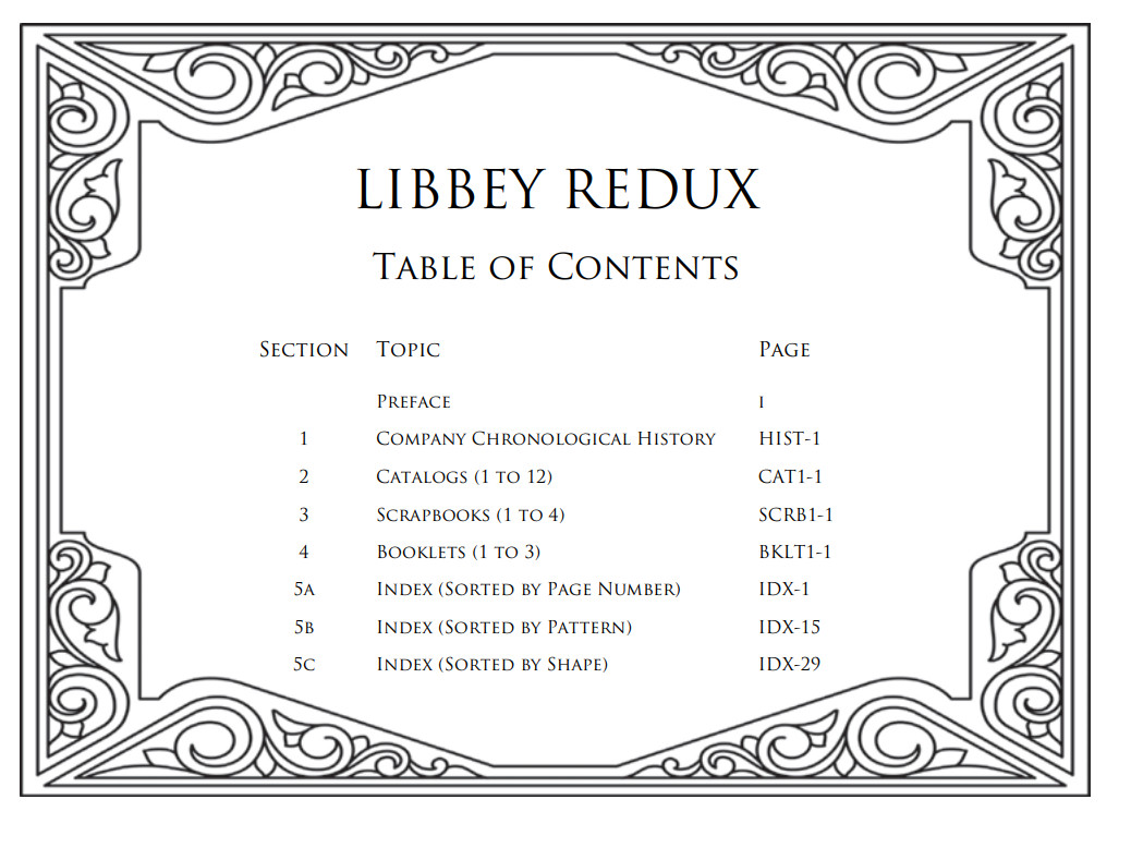 Libbey ^Redux^ American Brilliant Cut Glass and engraved catalog/book Amberina