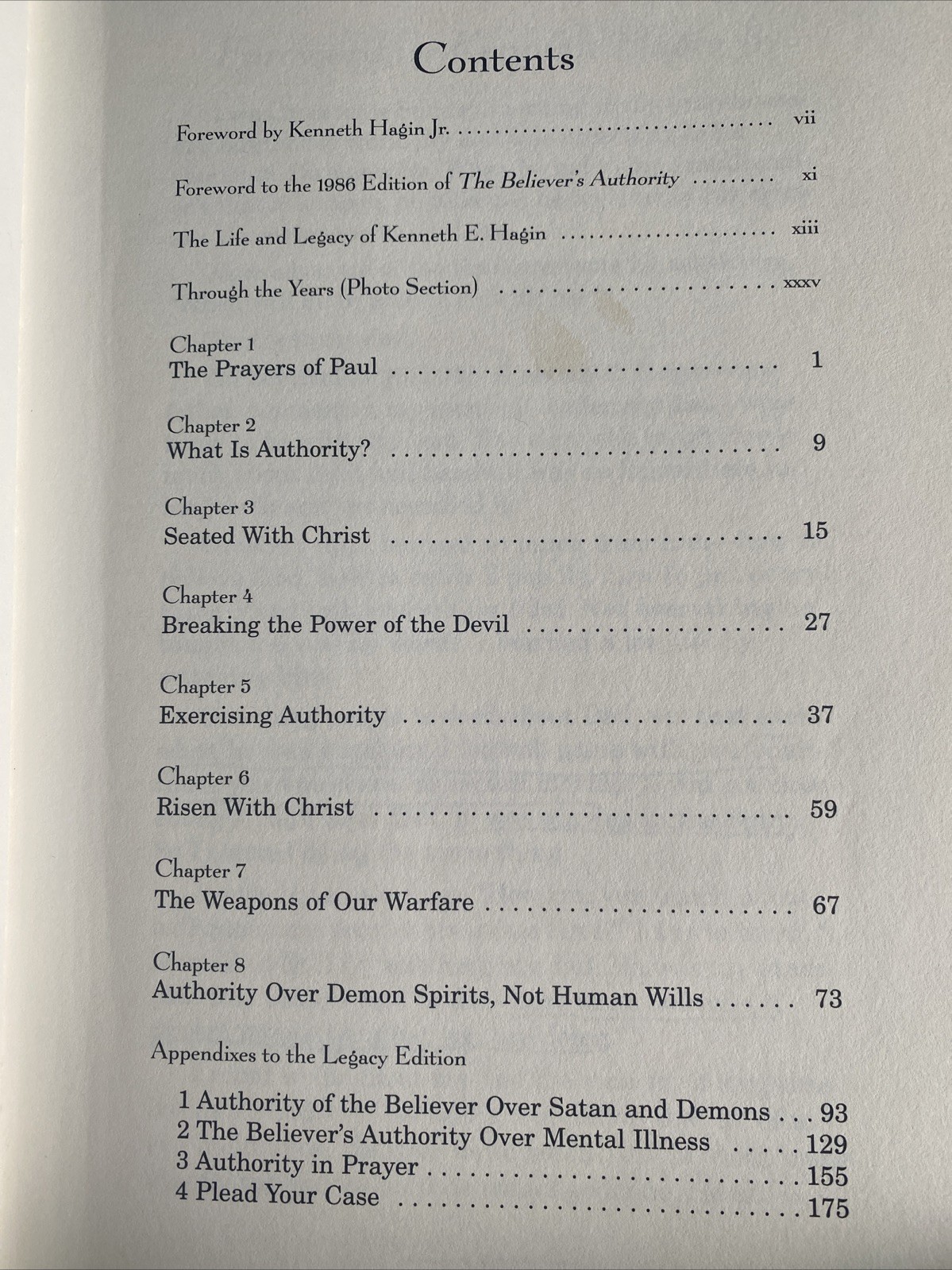 The Believer’s Authority Legacy Edition Kenneth E Hagin 2004 Hardcover Christian