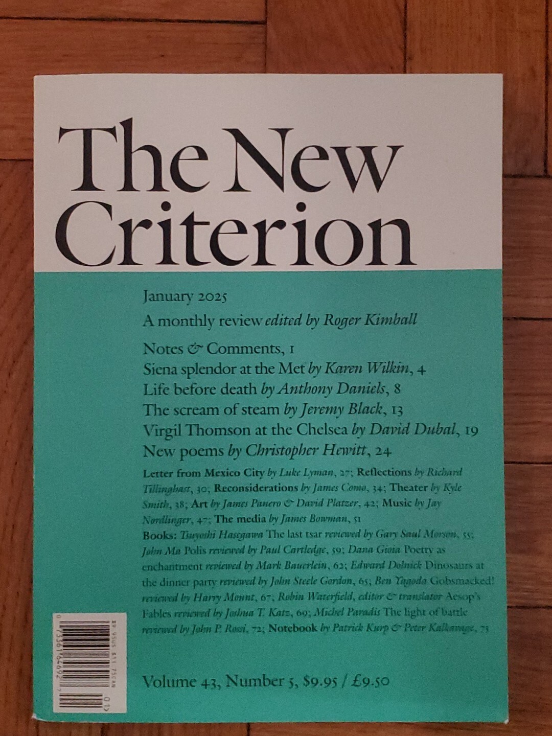 THE NEW CRITERION MAGAZINE | JAN 2025 VOL. 43 #5