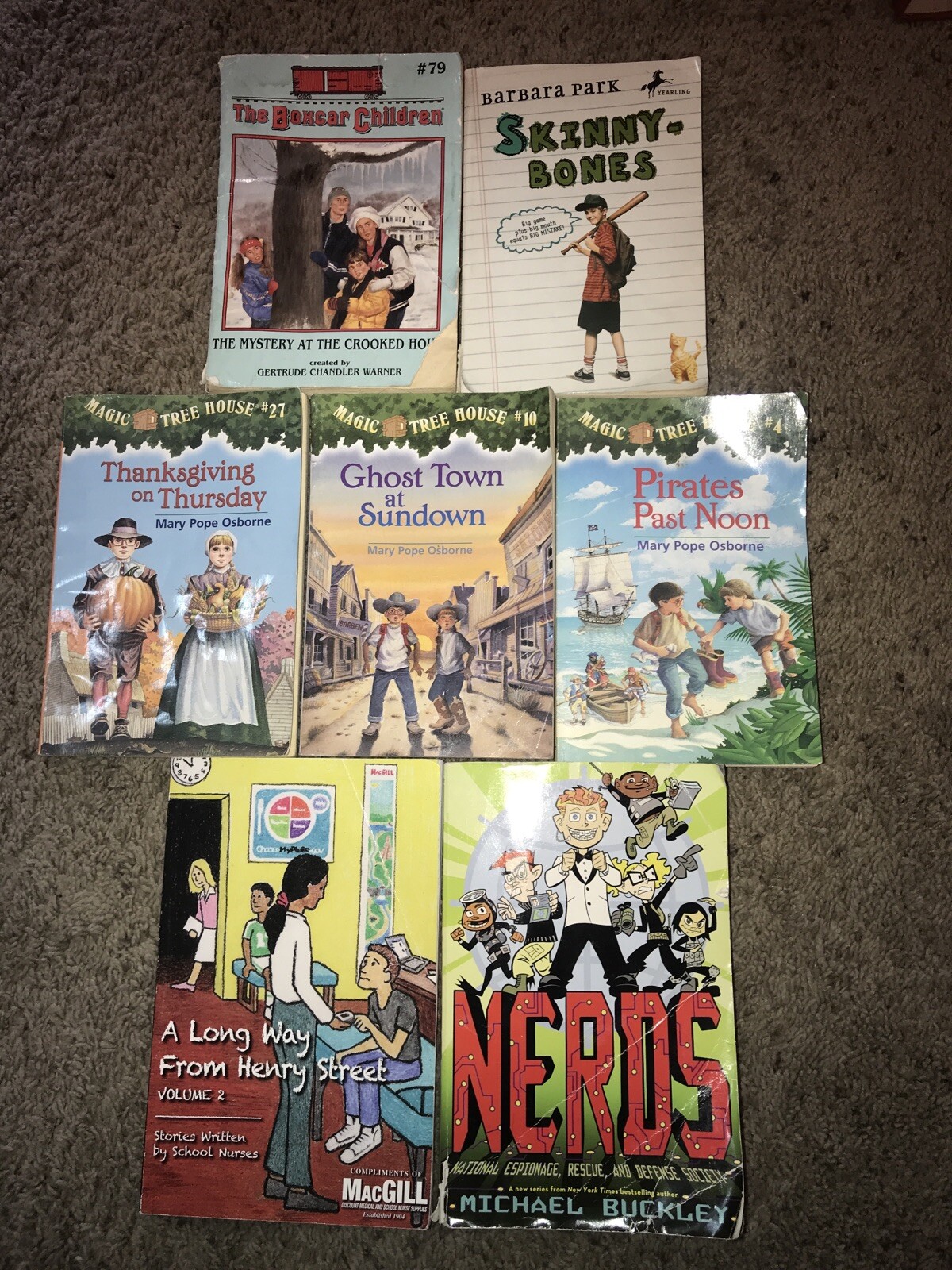 🔥7 Book Lot Magic Tree House Boxcar Children Long Way Henry Street Skinnybones