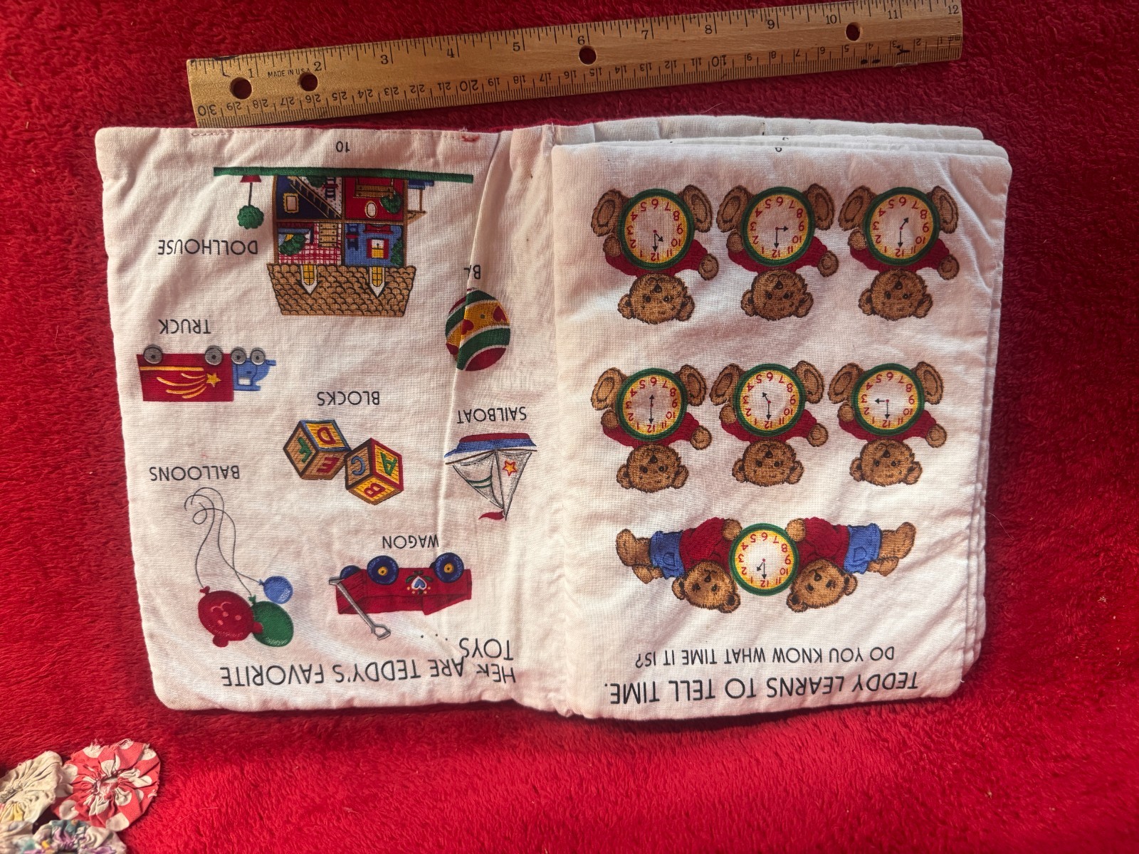 Quilted Learning with Teddy Soft Book ABCs Letters Numbers Learning Book