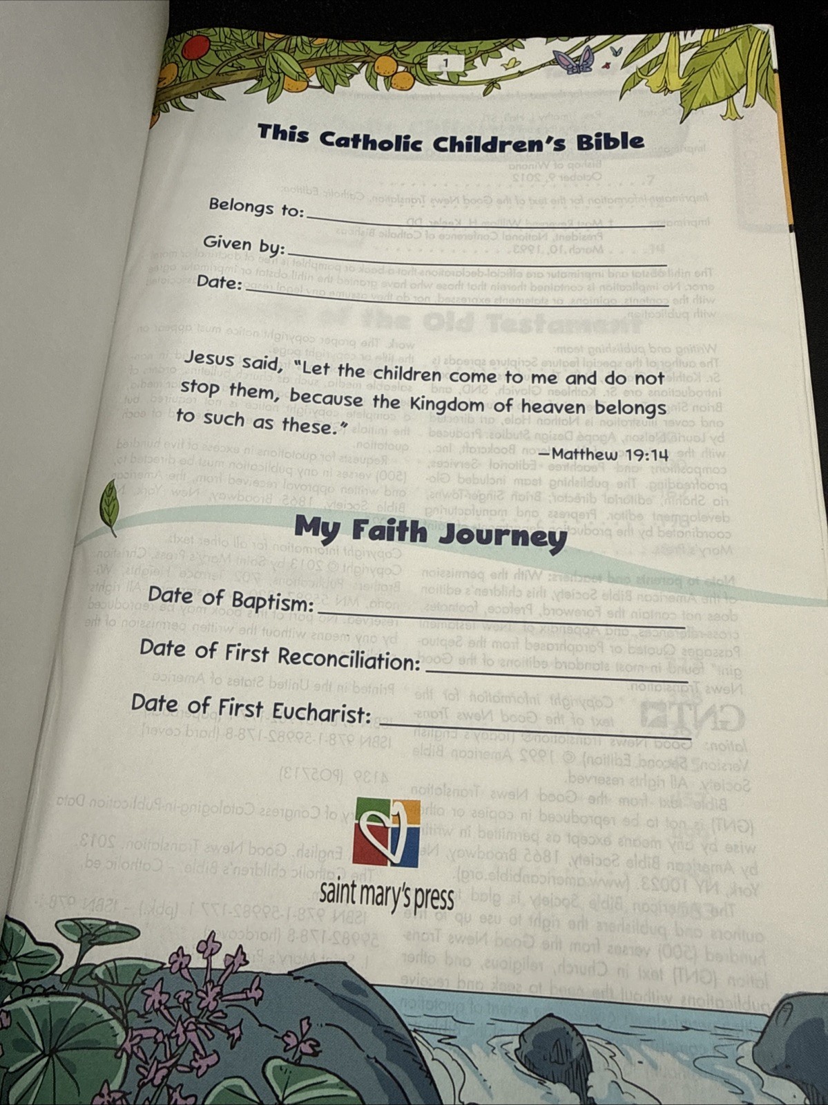 The Catholic Children’s Bible Saint Mary’s Press Paperback NICE SEE PHOTOS