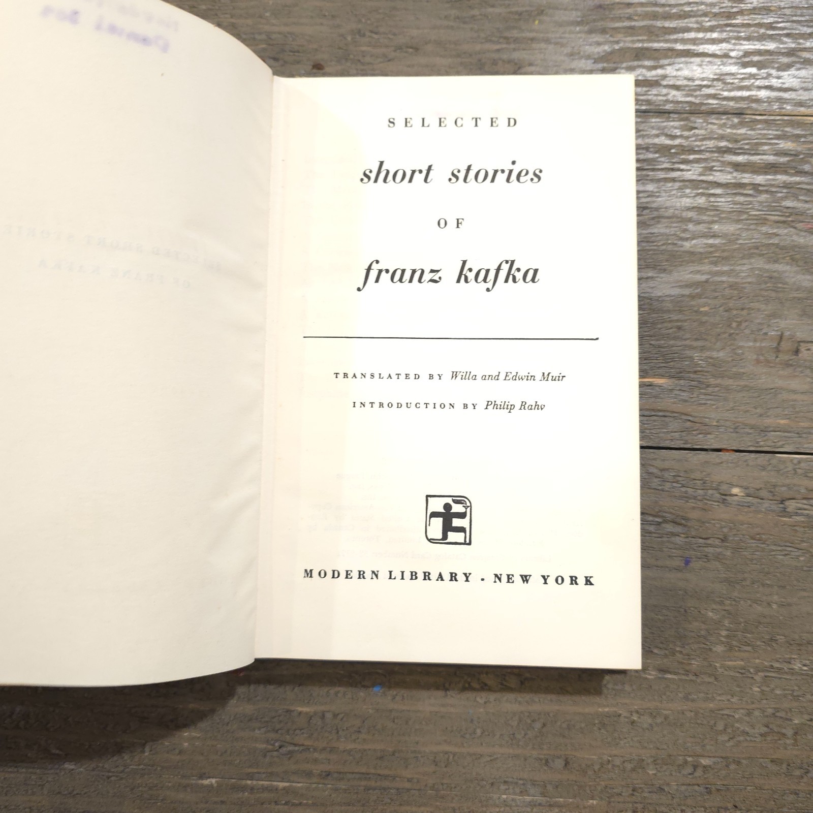Selected Stories Of Franz Kafka (Modern Library 283) Hardcover with DJ 1952
