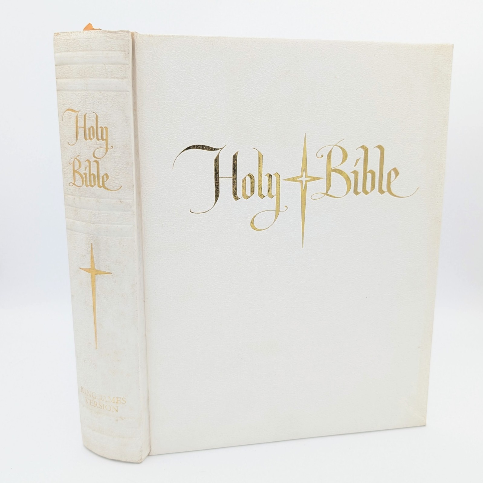 Vintage Large Print Family Holy Bible King James Version KJV White Good Counsel