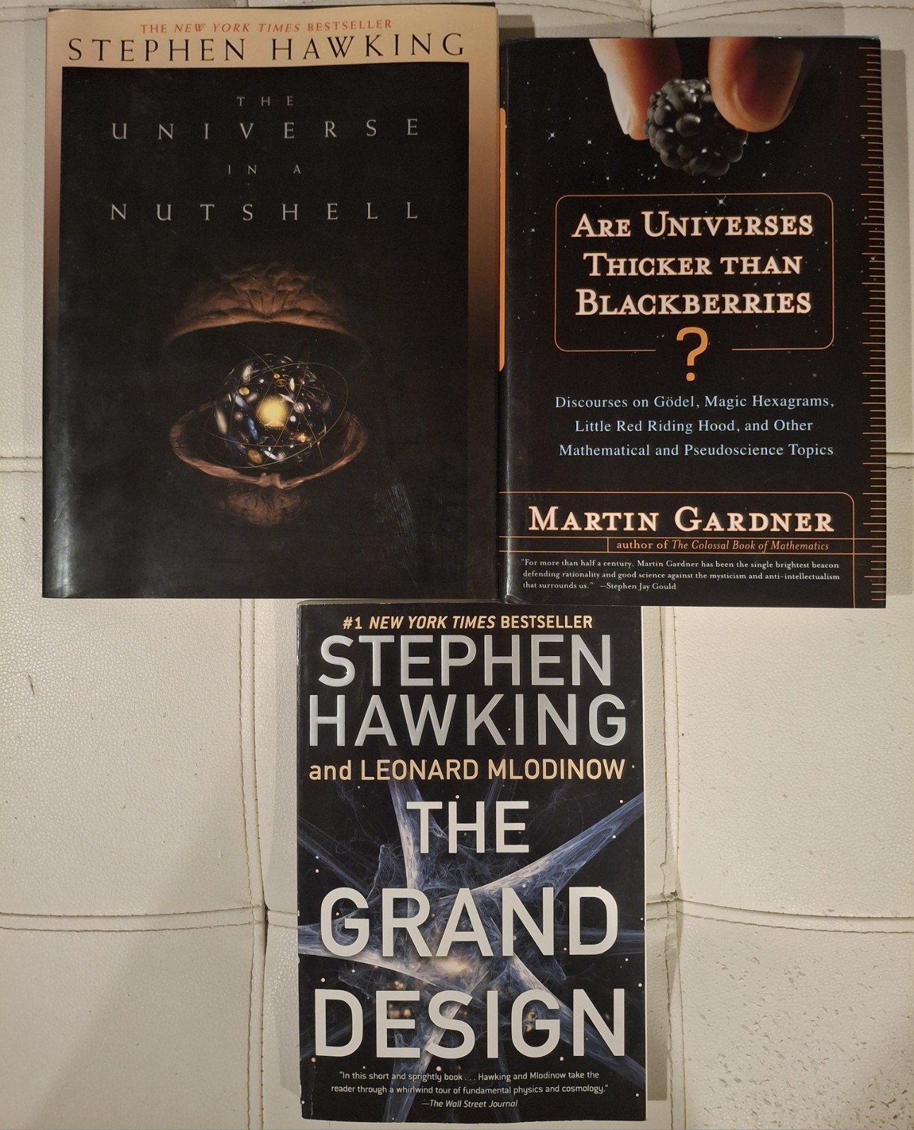 3 Book Lot Stephen Hawking Martin Gardner Universe In A Nutshell Grand Design